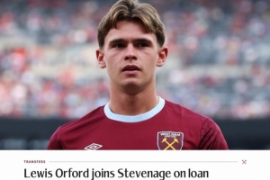 app下载-官方:西汉姆19岁中场奥福德租借至英甲斯蒂文尼奇 租期一个赛季